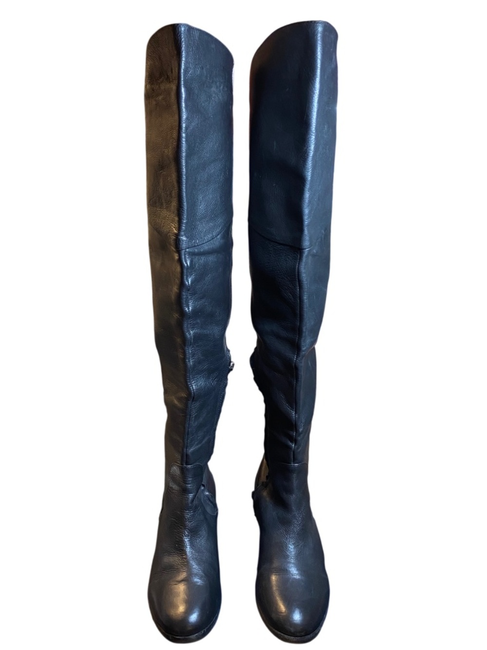 Y2K Belle Sigerson Morrison Black Leather Over The Knee OTK Flat Boots US 7 37